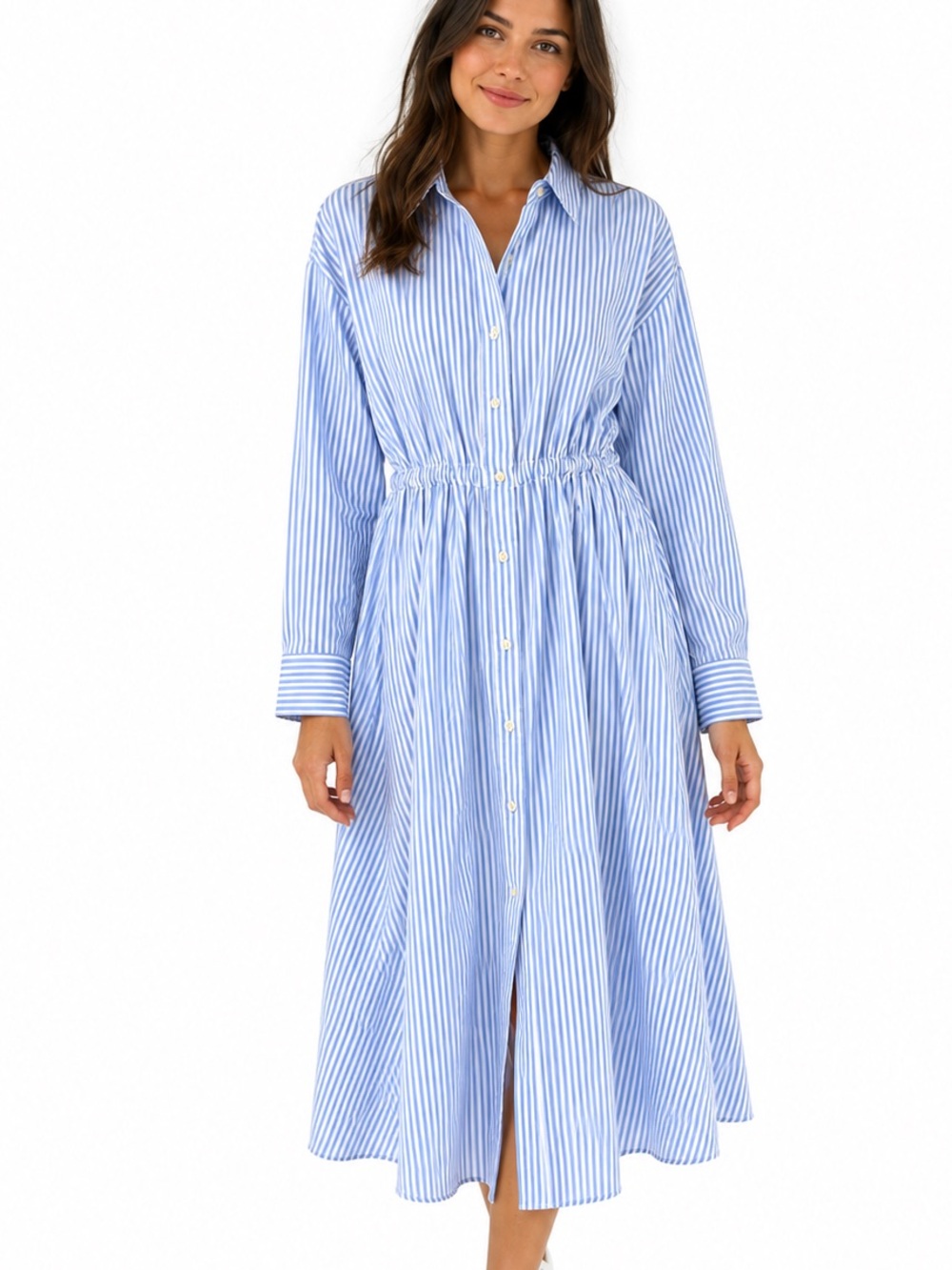 Universal Thread Women's Long Sleeve Cinch Waist Maxi Shirtdress small